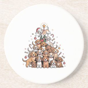 Posavasos Lindo perro de árbol de Navidad  