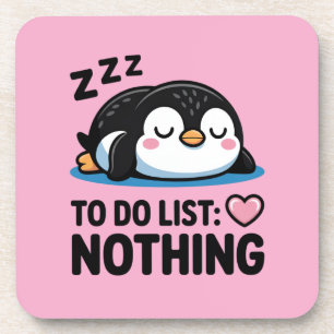 Posavasos lindo pingüino durmiendo, lista de tareas nada