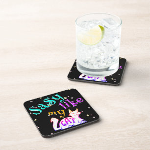 Posavasos Lindo Sassy Como Mi Gato Neon Negro Texto Atractiv