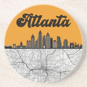Posavasos Línea aérea de Atlanta Georgia City con mapa