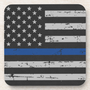 Posavasos Línea Azul delgada - Oficial de policía - Bandera