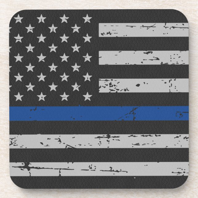 Posavasos Línea Azul delgada - Oficial de policía - Bandera  (Frente)
