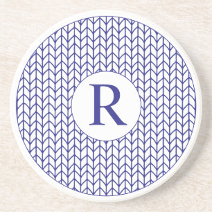 Posavasos LÍNEA AZUL TEJIDO Cojín redondo de arenisca + Inic