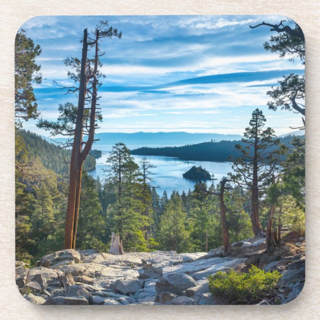 Posavasos Línea costera | Bahía Esmeralda, Lago Tahoe, Calif (Frente)