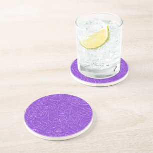 Posavasos líneas curvas abstractas blancas sobre un fondo pú