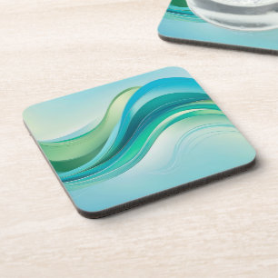 Posavasos Líneas de las olas del océano verde azul abstracto