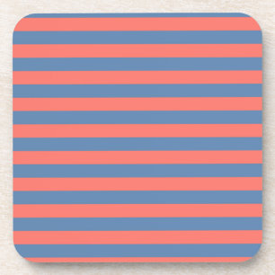 Posavasos Líneas horizontales azules de coral y Pacífico