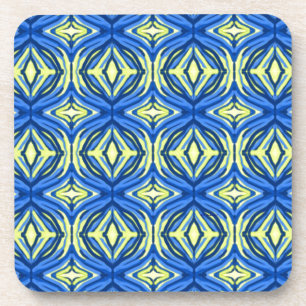 Posavasos Líneas onduladas azules y amarillas