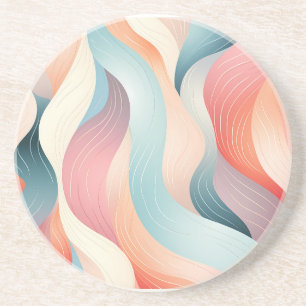 Posavasos Líneas pastel abstractas y modernas