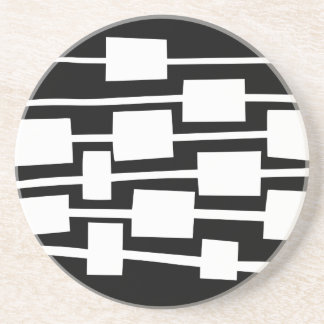 Posavasos Líneas y Rectángulos - Blanco sobre negro