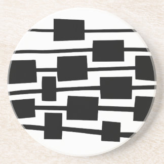 Posavasos Líneas y Rectángulos - Negro sobre blanco