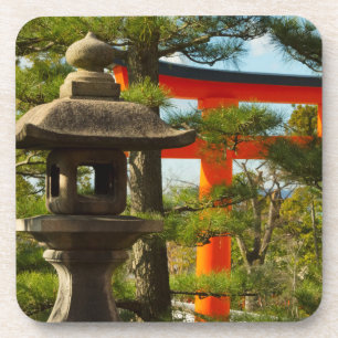 Posavasos Linterna de piedra y puerta Torii