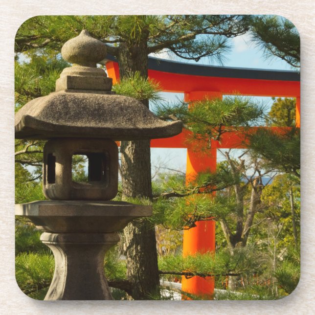 Posavasos Linterna de piedra y puerta Torii (Frente)
