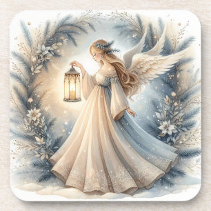 Posavasos Linterna del Ángel Celestial de Invierno de Paz