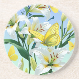 Posavasos Lirio blanco, Custodia de mariposa amarilla - Vivi