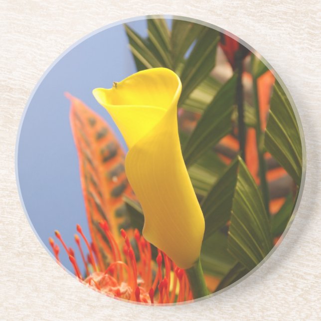 Posavasos lirio de calla amarillo mini (Frente)