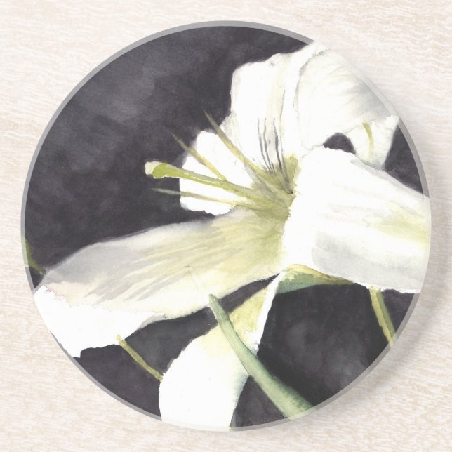 Posavasos Lirio de la acuarela por "arte por el brezo " (Frente)