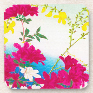 Posavasos Lirios de día japoneses - magenta, azul amarillo