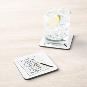 POSAVASOS LISTA DE COMPRAS DE BOURBON HUMOR DE CÓCTEL