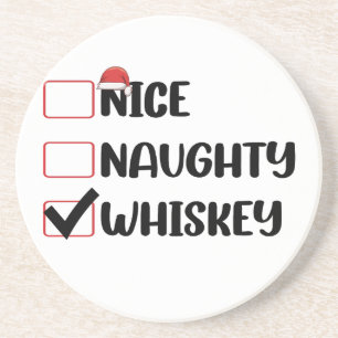 Posavasos Lista de Navidad de Santa Whisky Malo Bueno