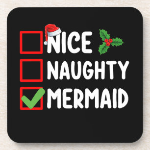 Posavasos Lista de Navidad de Sirena Bonita Traviesa Familia