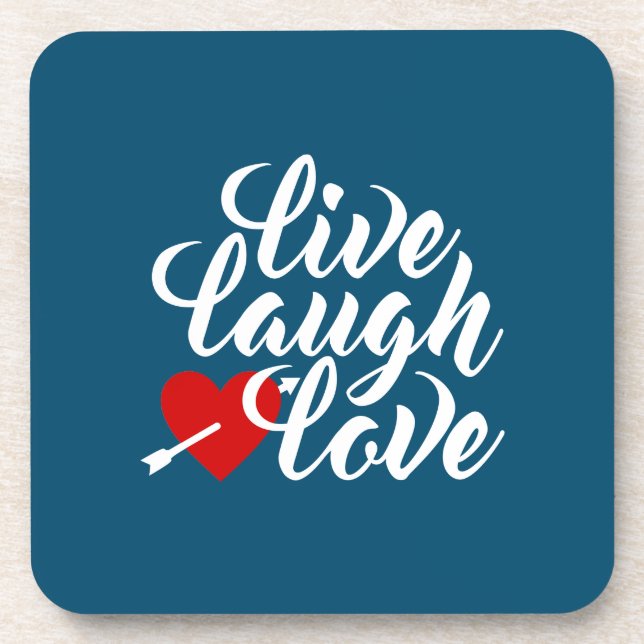 Posavasos Live Laugh Love Valentine Calligraphy | Montaña (Frente)