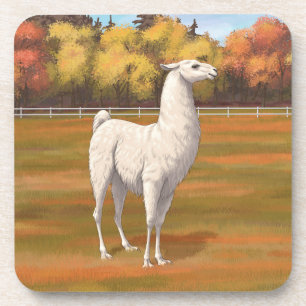Posavasos Llama blanca en la pastelería de otoño