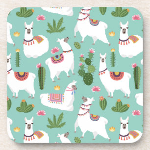 Posavasos Llamas lindas en modelo verde azulado