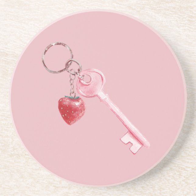 Posavasos Llave Fresa Roja Rosa (Frente)