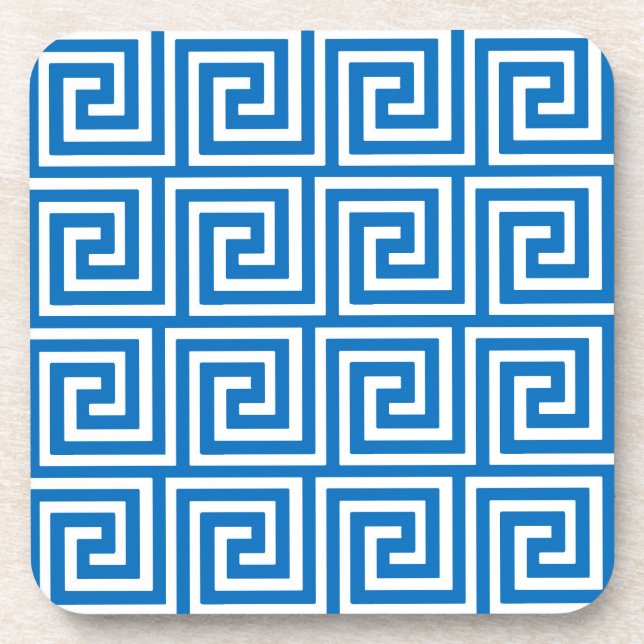 Posavasos Llave griega, azul y blanco ceruleño (Frente)