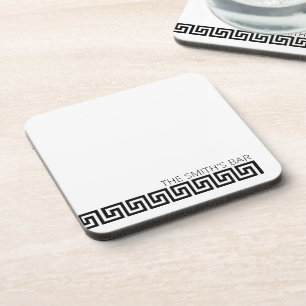 Posavasos Llave griega moderna blanca y eterna