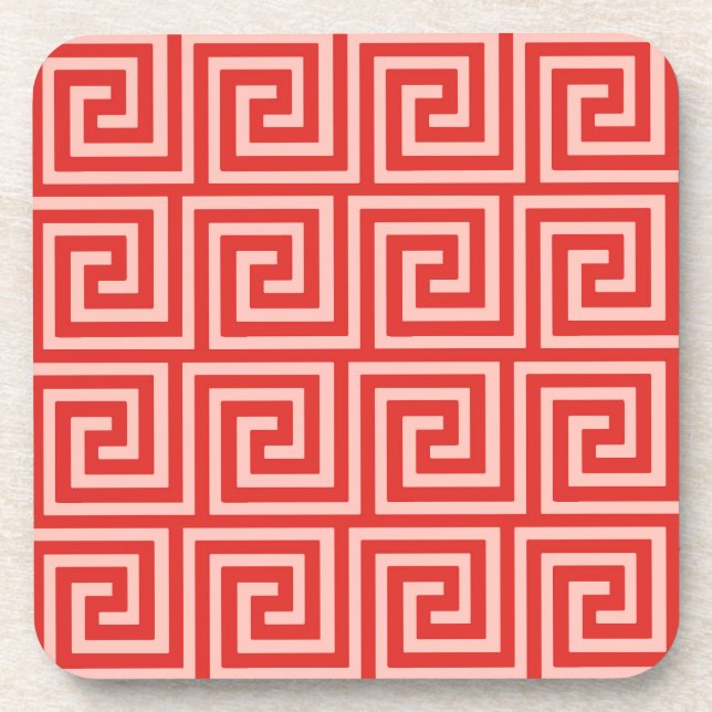 Posavasos Llave griega, tonos rosa coral (Frente)