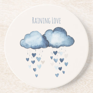 Posavasos Lluvia de Amor Nubes Azules Corazones