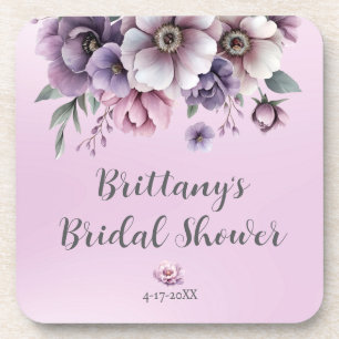 Posavasos Lluvia de Regalos de Boda Lavanda Floral Acuarela
