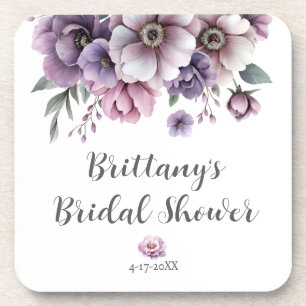 Posavasos Lluvia de Regalos de Boda Lavanda Floral Acuarela