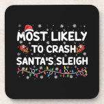 Posavasos Lo Más Probable Es Que Los Navidades Funny De Sant<br><div class="desc">Lo más probable es que caiga en vacaciones de Navidades divertidos de Santa Claus</div>