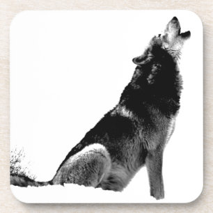 Posavasos Lobo blanco negro