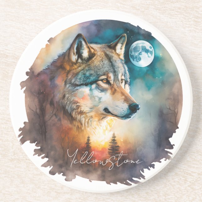 Posavasos Lobo de arenisca de Yellowstone (Frente)
