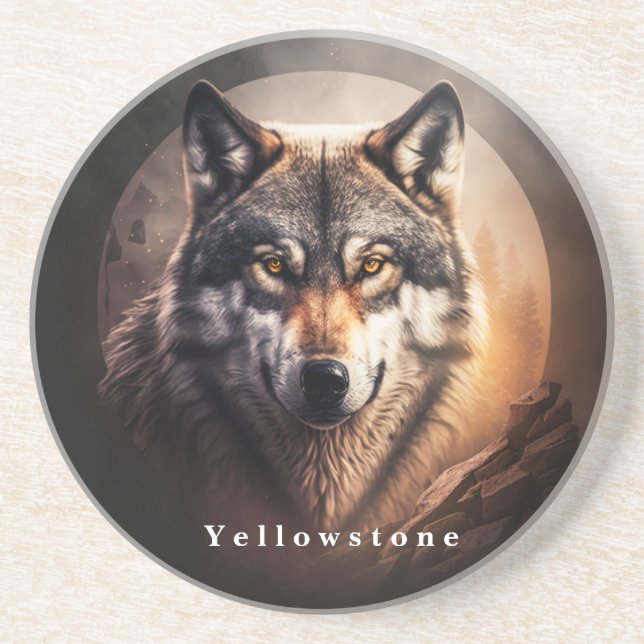 Posavasos Lobo de arenisca de Yellowstone (Frente)