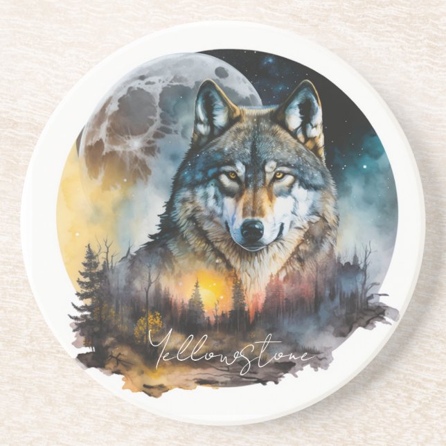 Posavasos Lobo de arenisca de Yellowstone (Frente)