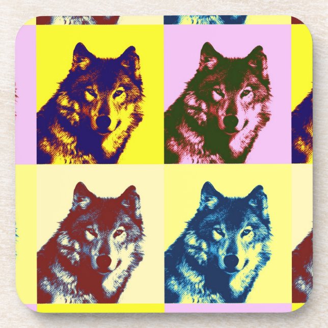 Posavasos Lobo de arte pop (Frente)