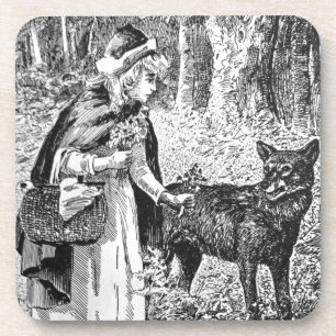 Posavasos Lobo de cascabel blanco negro vintage en Woods