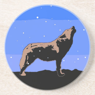 Posavasos Lobo en invierno - Arte de vida silvestre original