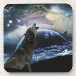 Posavasos Lobo que grita en la luna