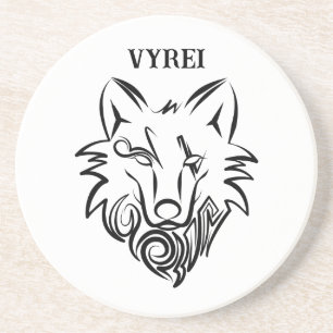 Posavasos Lobo tribal blanco y negro