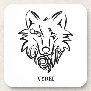 Posavasos Lobo Tribal Blanco y Negro