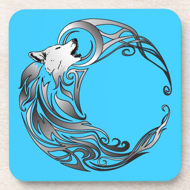 Posavasos Lobo tribal - Sombreado (Frente)