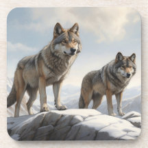 Lobos en una montaña a punto