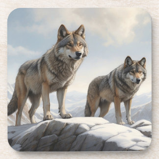 Posavasos Lobos en una montaña a punto