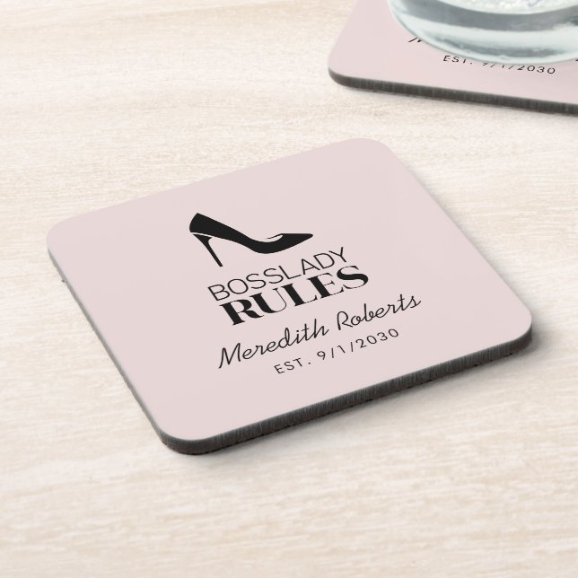 Posavasos Logo de Boss Lady Stiletto Rubor personalizado (Lado Izquierdo)